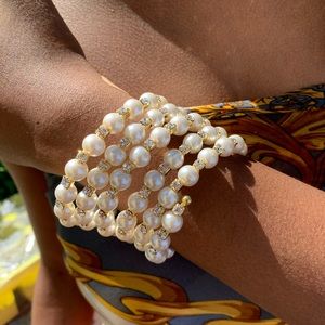 Diamond and Pearl Spiral Bracelet